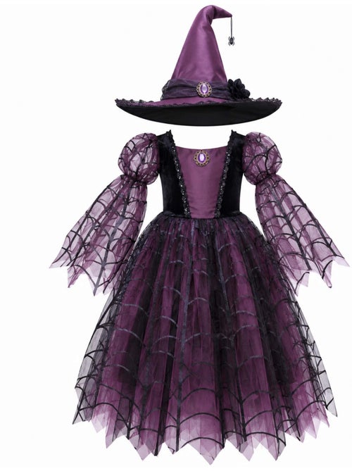 Great pretenders | déguisement enfant robe de sorcière araignée améthyste avec chapeau - Kiabi