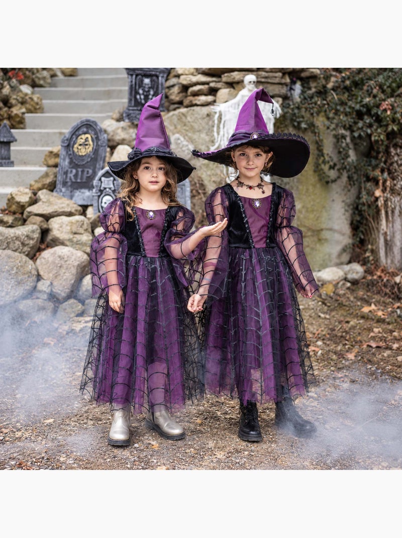 Great pretenders | déguisement enfant robe de sorcière araignée améthyste avec chapeau Violet - Kiabi