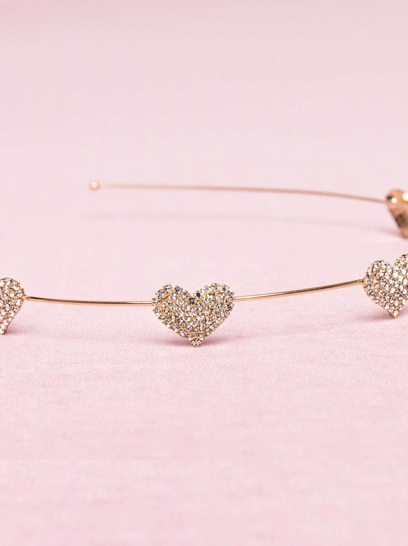 Great Pretenders | Diadème serre-tête enfant Coeurs strass Rose - Kiabi
