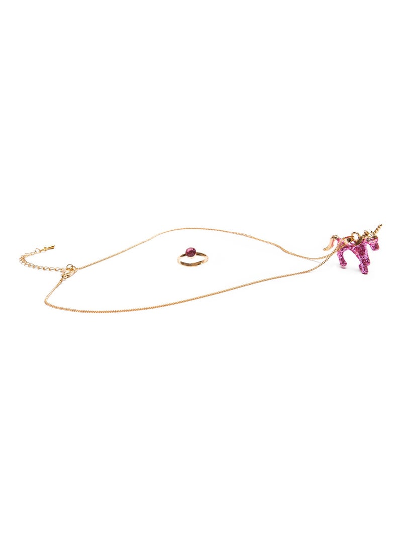 Great Pretenders | Set collier et bague Licorne rose pailletée Rose - Kiabi