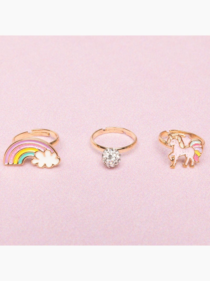 Great Pretenders | Set de 3 bagues ajustables Licorne arc en ciel Rose - Kiabi