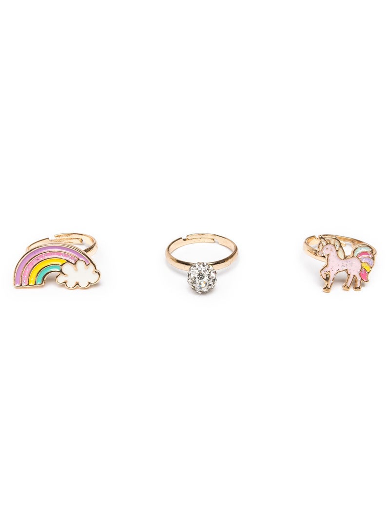 Great Pretenders | Set de 3 bagues ajustables Licorne arc en ciel Rose - Kiabi