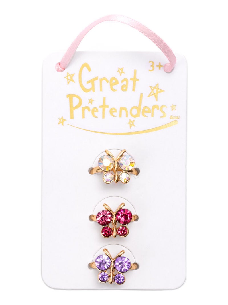 Great Pretenders | Set de 3 bagues papillons scintillantes Multicolore - Kiabi
