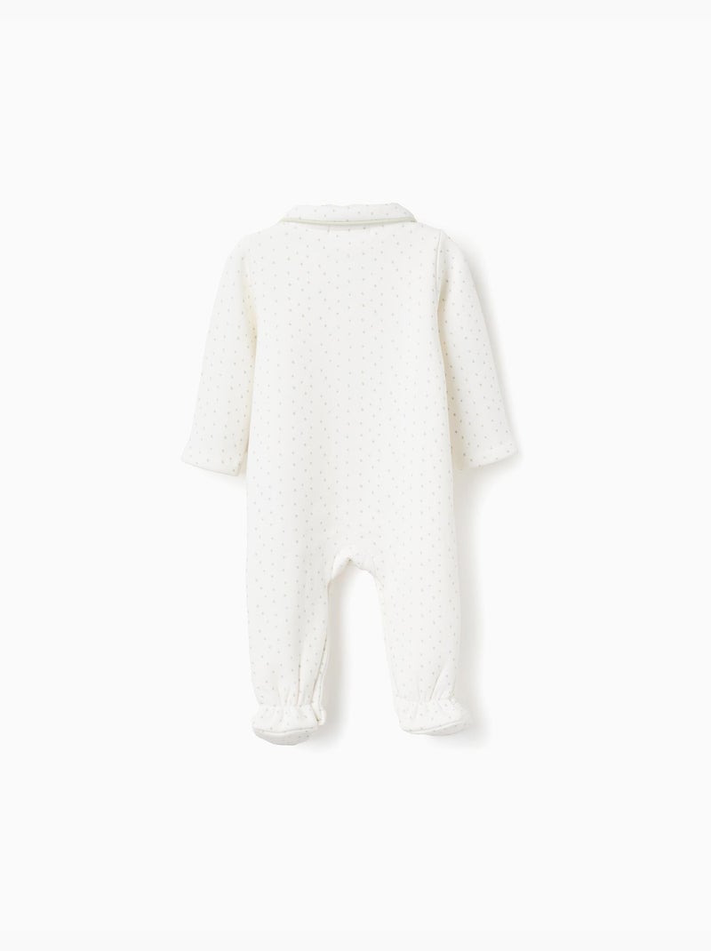 Grenouillère avec doublure en peluche douce et pois Blanc - Kiabi