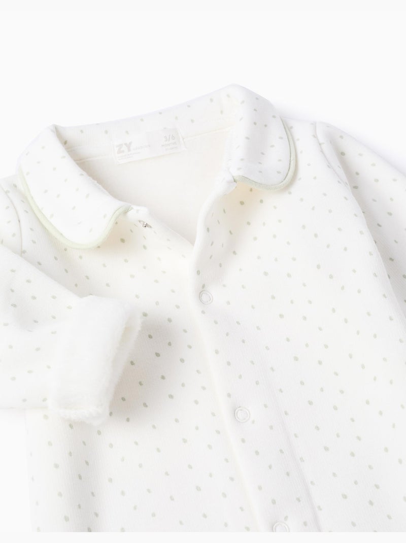 Grenouillère avec doublure en peluche douce et pois Blanc - Kiabi