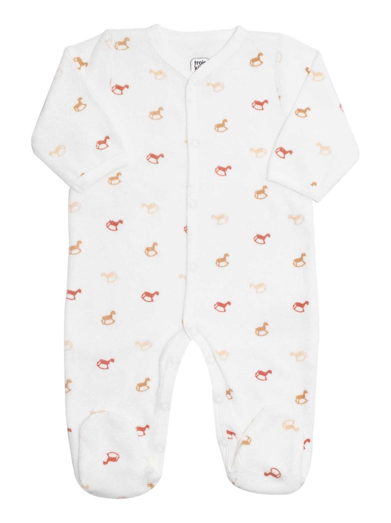 Grenouillère Bébé Motifs Tendances De Chevaux à Bascule Ecru - Kiabi