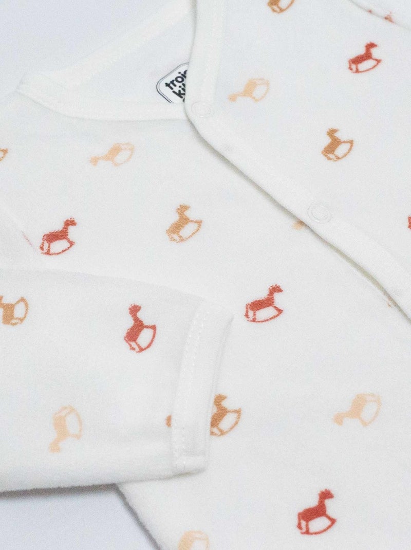 Grenouillère Bébé Motifs Tendances De Chevaux à Bascule Ecru - Kiabi