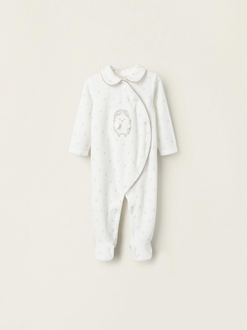 Grenouillère blanche en velours pour bébé manches longues Cute Forest Blanc - Kiabi