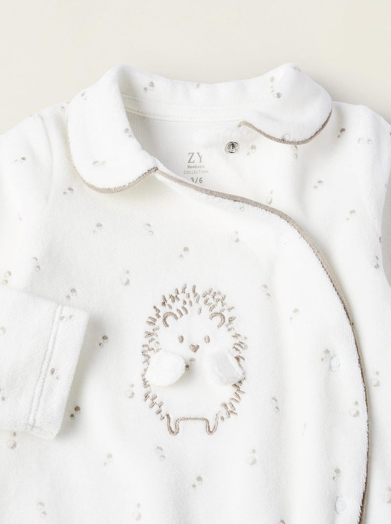 Grenouillère blanche en velours pour bébé manches longues Cute Forest Blanc - Kiabi
