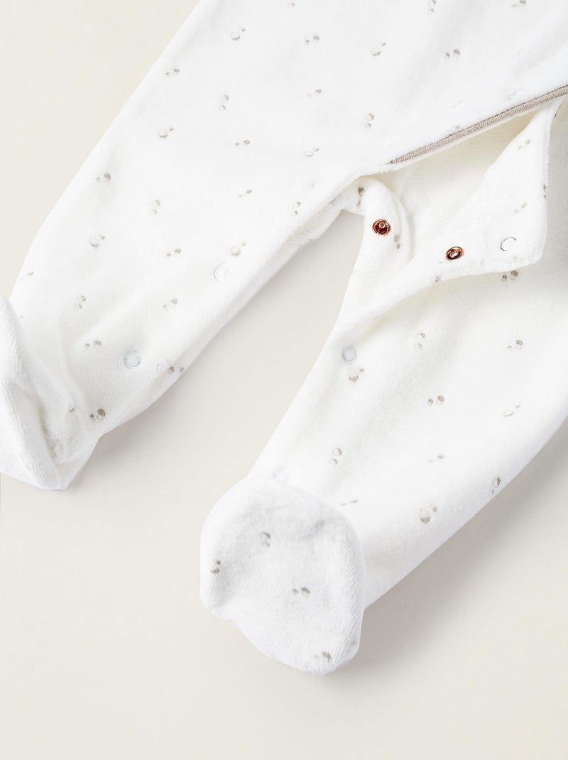 Grenouillère blanche en velours pour bébé manches longues Cute Forest Blanc - Kiabi