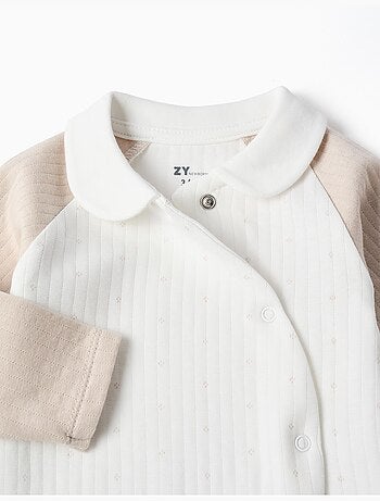 Grenouillère côtelée en coton matelassé