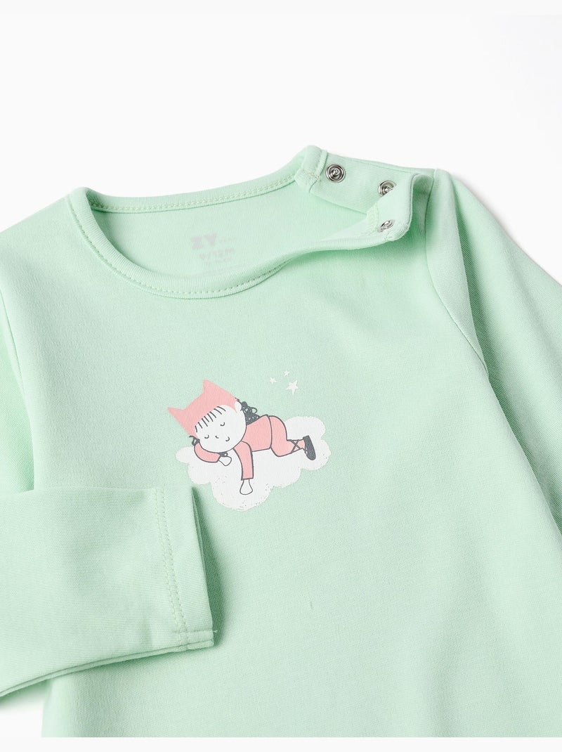 Grenouillère en coton à imprimé Vert clair - Kiabi