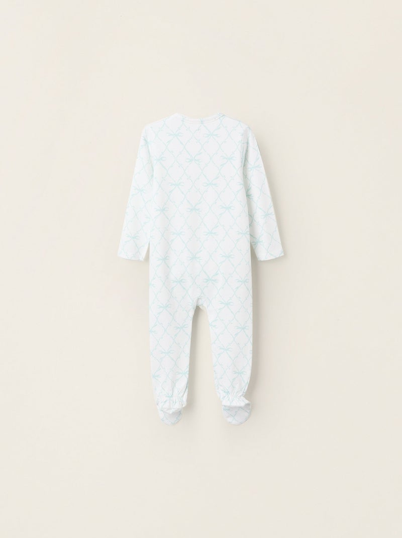 Grenouillère en Coton avec Motif de Nœuds Bleu clair - Kiabi