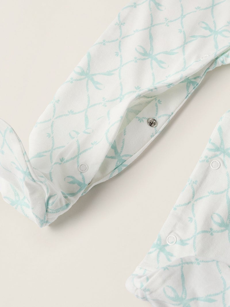 Grenouillère en Coton avec Motif de Nœuds Bleu clair - Kiabi