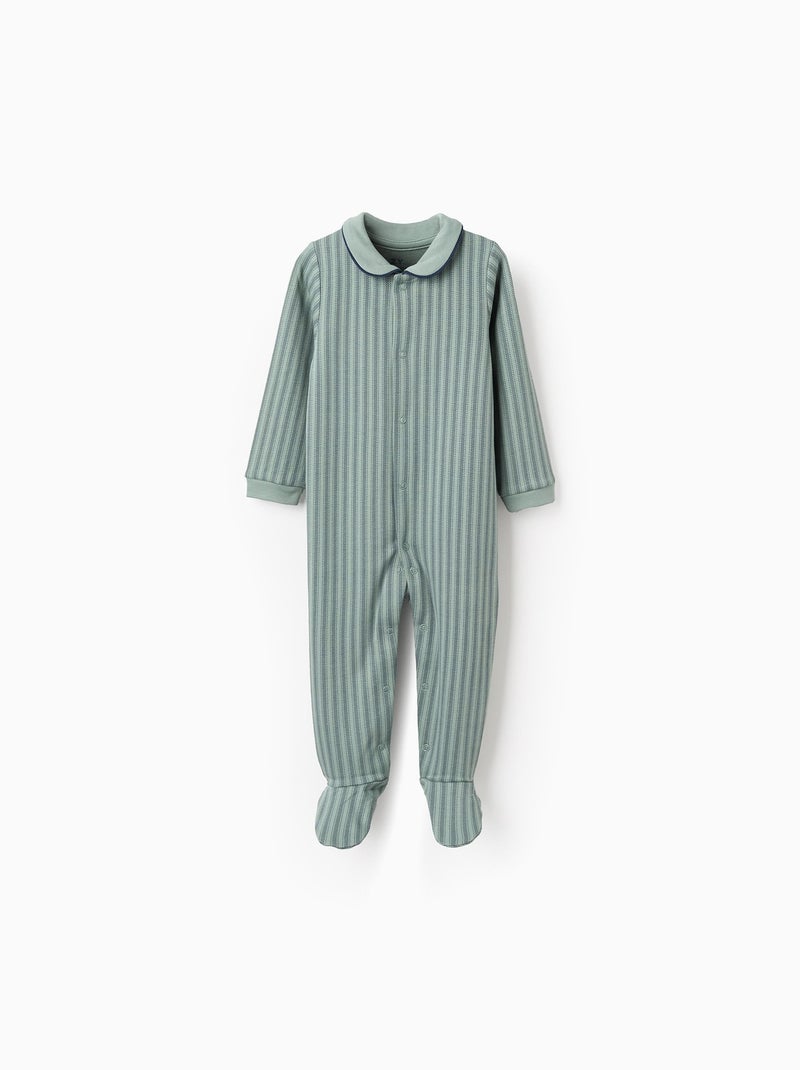 Grenouillère en Coton Rayé Gris clair - Kiabi