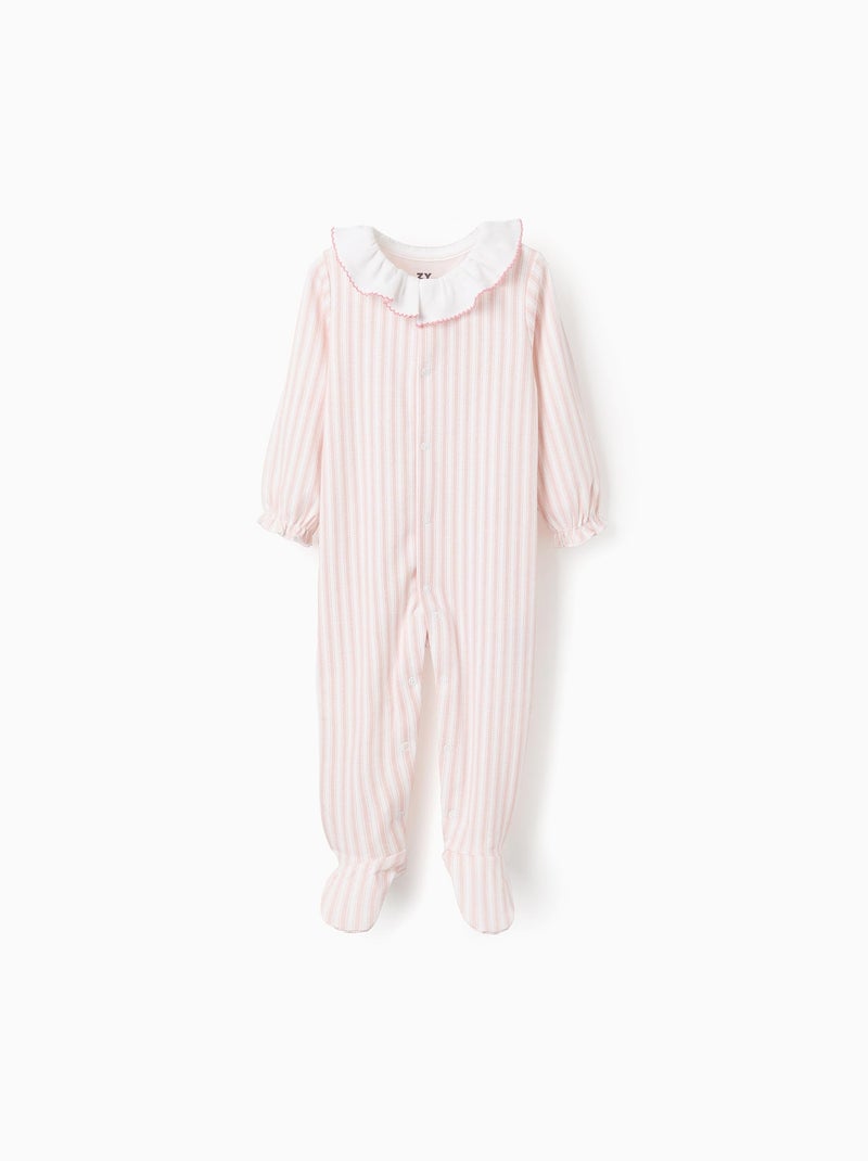 Grenouillère en Coton Rayé Rose clair - Kiabi