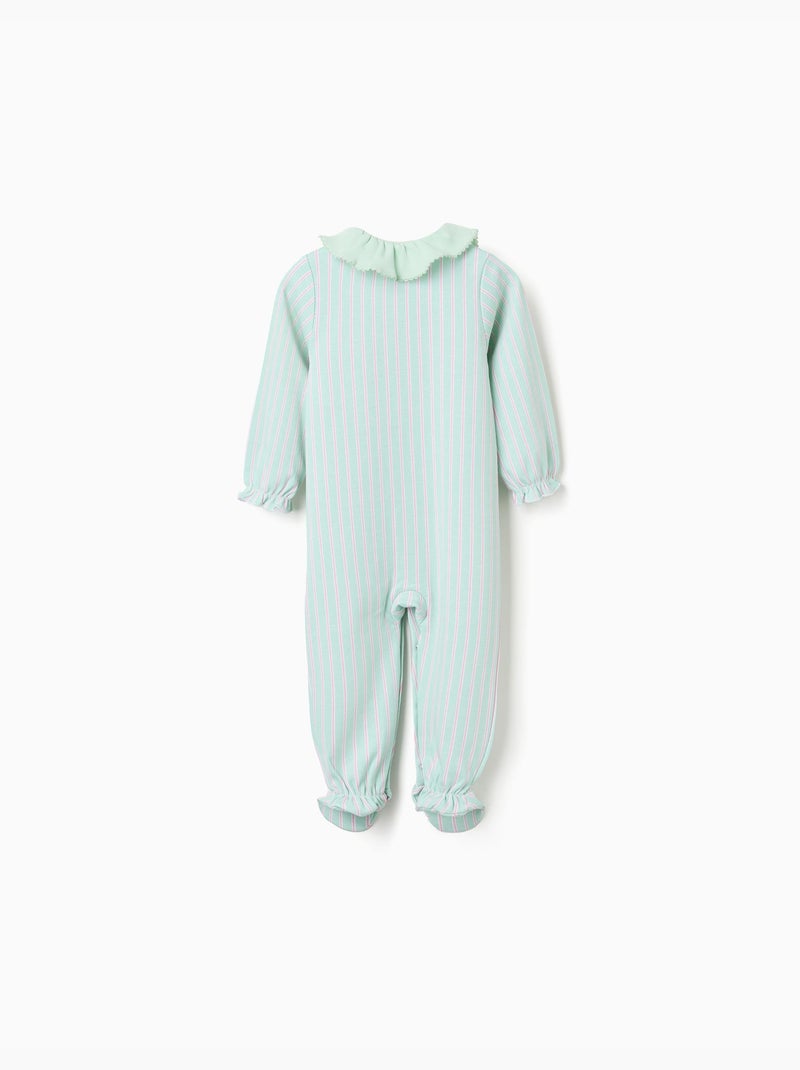 Grenouillère en coton rayée Vert clair - Kiabi