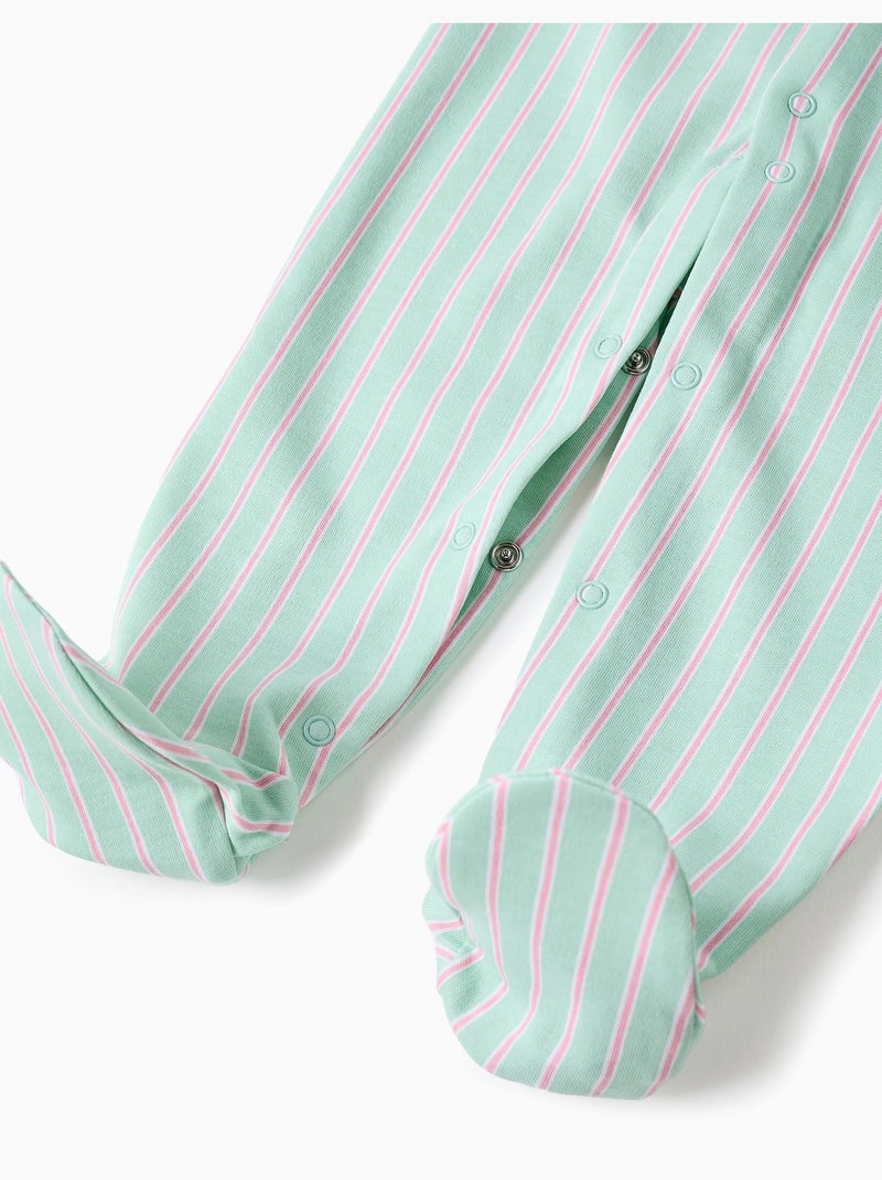 Grenouillère en coton rayée Vert clair - Kiabi