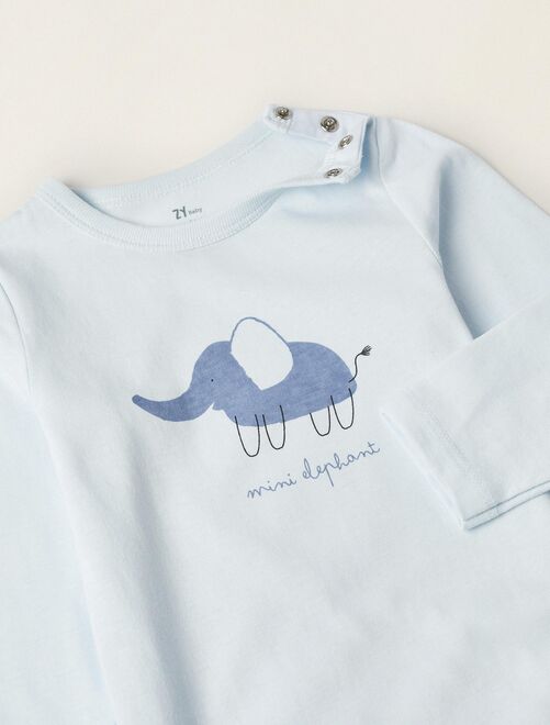 Grenouillère en jersey de coton pour bébé garçon 'Mini Elephant' manches longues ESSENTIALS LINE - Kiabi