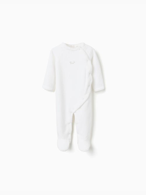 Grenouillère en polaire corail avec broderie - Kiabi