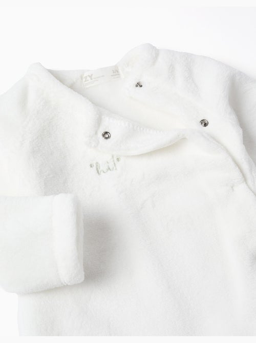 Grenouillère en polaire corail avec broderie - Kiabi