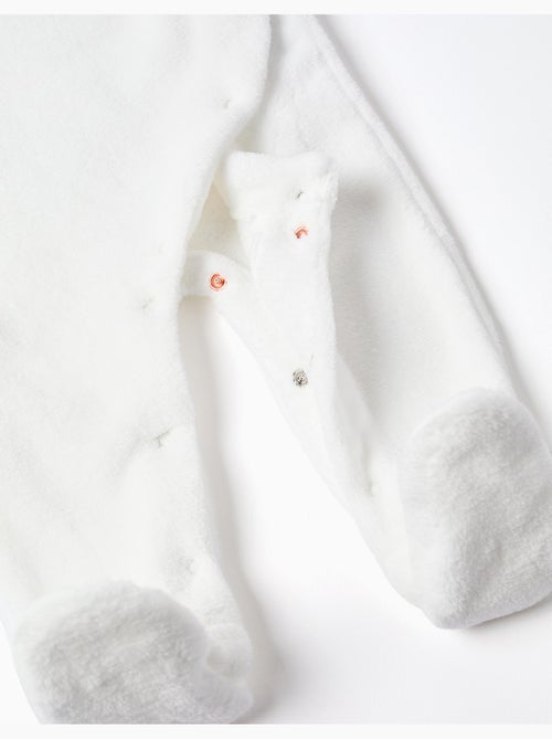 Grenouillère en polaire corail avec broderie - Kiabi