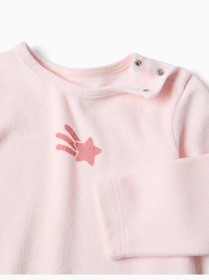 Grenouillère en velours à imprimé étoiles Rose clair - Kiabi