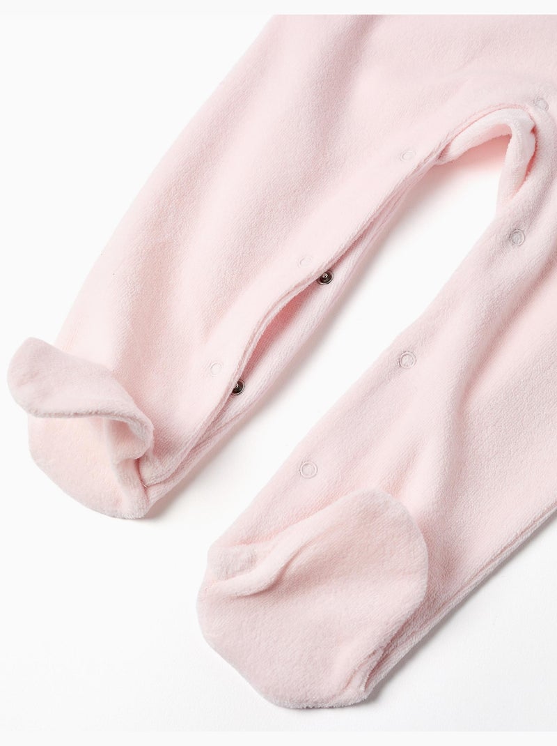 Grenouillère en velours à imprimé étoiles Rose clair - Kiabi