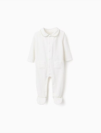 Grenouillère en velours avec col Claudine