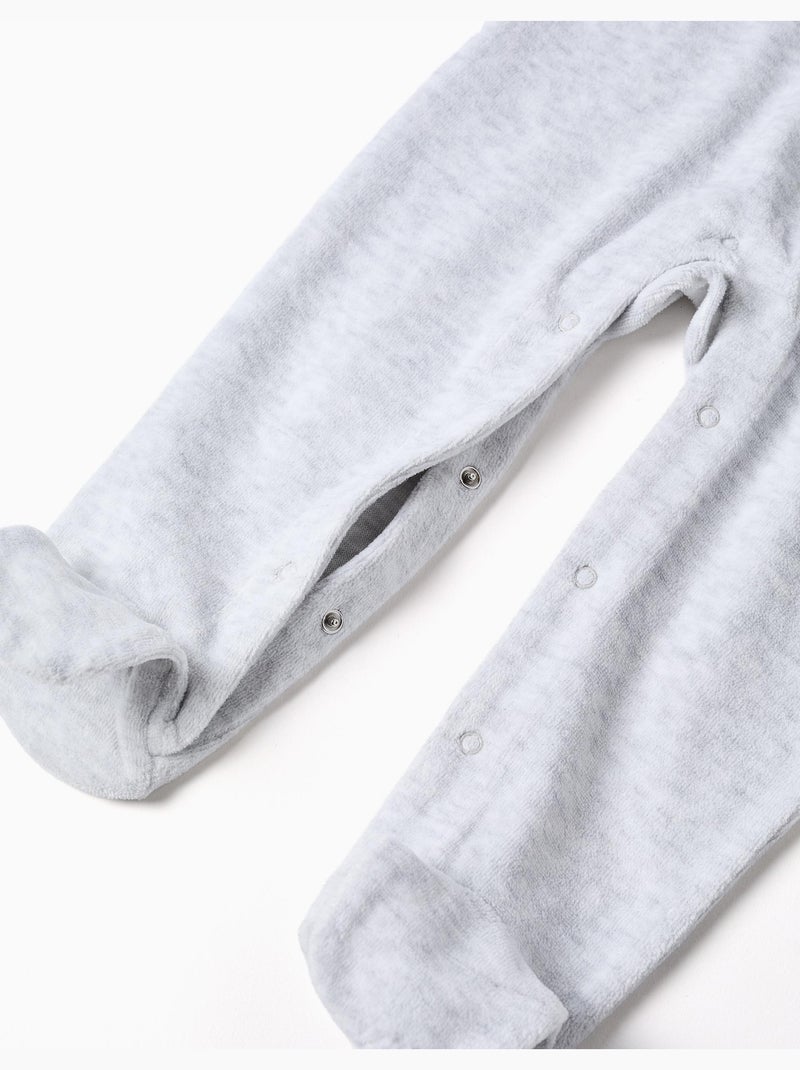 Grenouillère en velours avec imprimé Super Gris clair - Kiabi