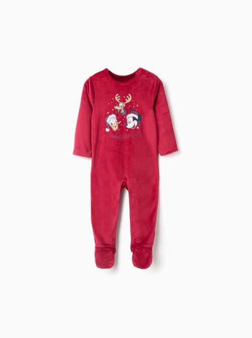 Grenouillère en velours avec Mickey - Kiabi