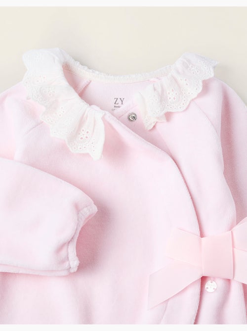 Grenouillère en Velours avec Nœud et Broderie Anglaise - Kiabi