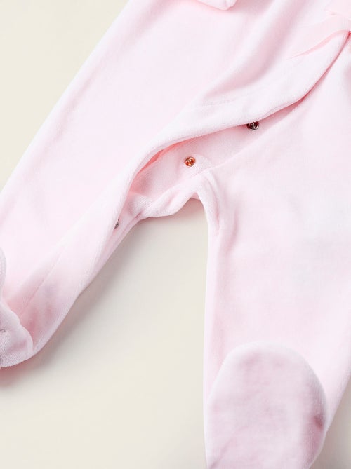 Grenouillère en Velours avec Nœud et Broderie Anglaise - Kiabi