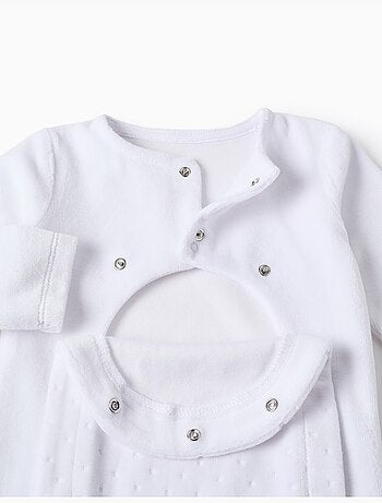 Grenouillère en velours avec ouverture frontale