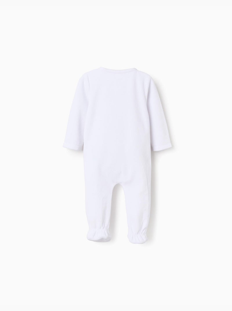 Grenouillère en velours avec ouverture frontale Blanc - Kiabi