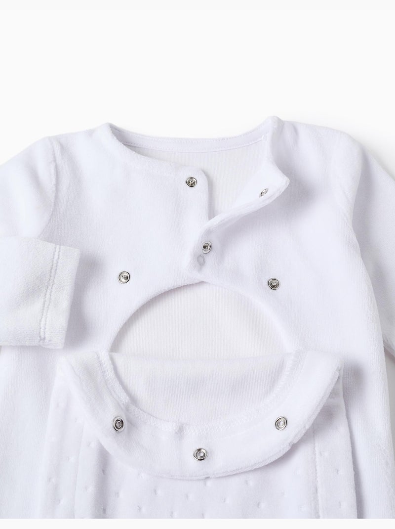 Grenouillère en velours avec ouverture frontale Blanc - Kiabi