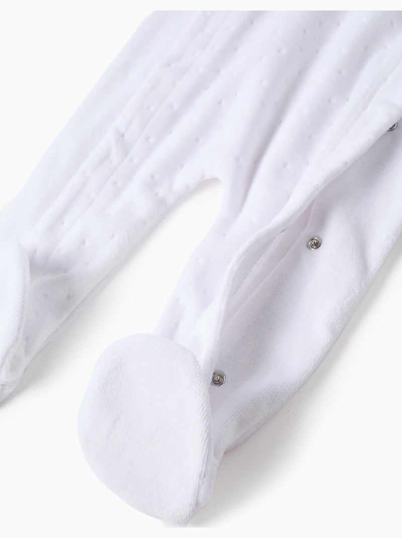Grenouillère en velours avec ouverture frontale Blanc - Kiabi