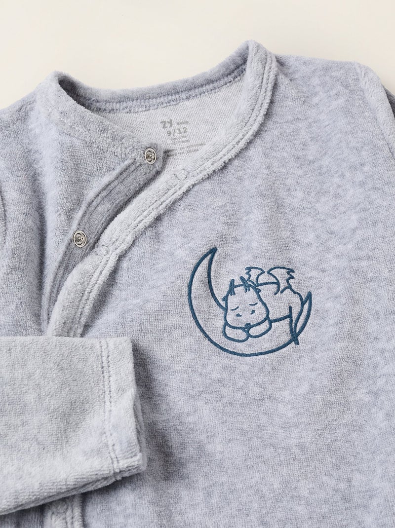 Grenouillère en Velours Gris - Kiabi