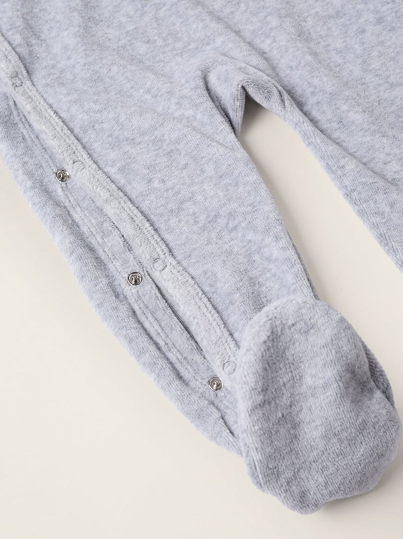 Grenouillère en Velours Gris - Kiabi