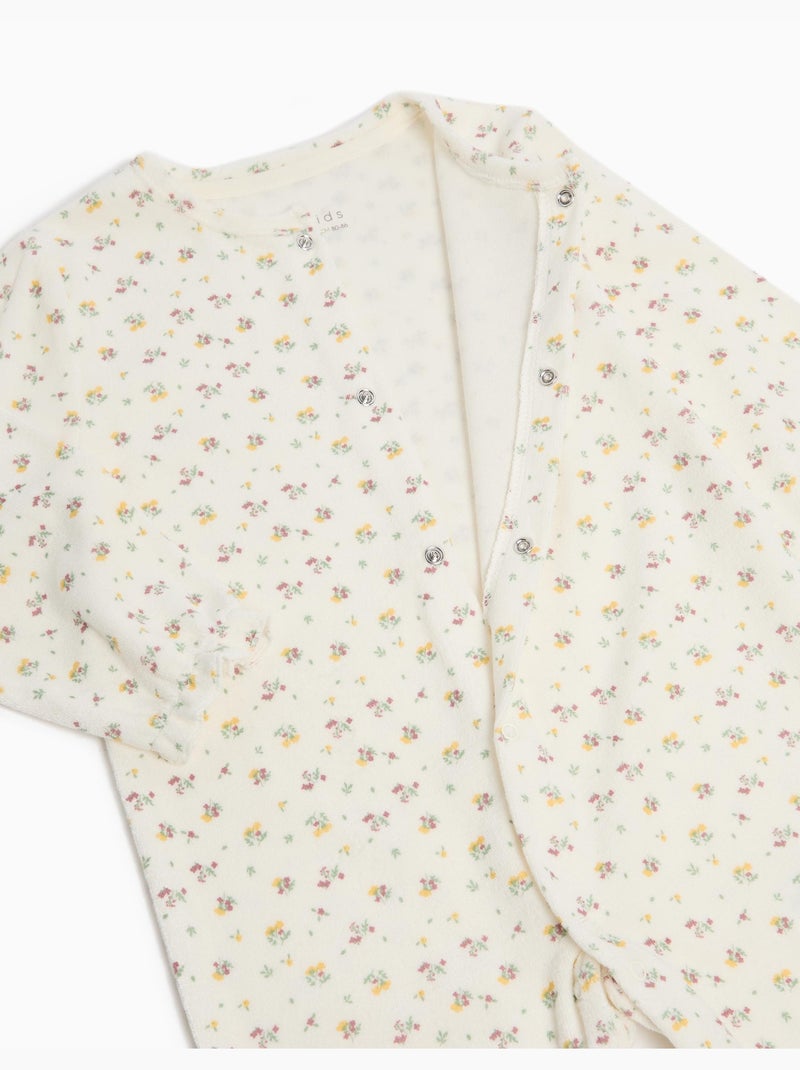 Grenouillère en velours imprimé mo fashion Beige - Kiabi