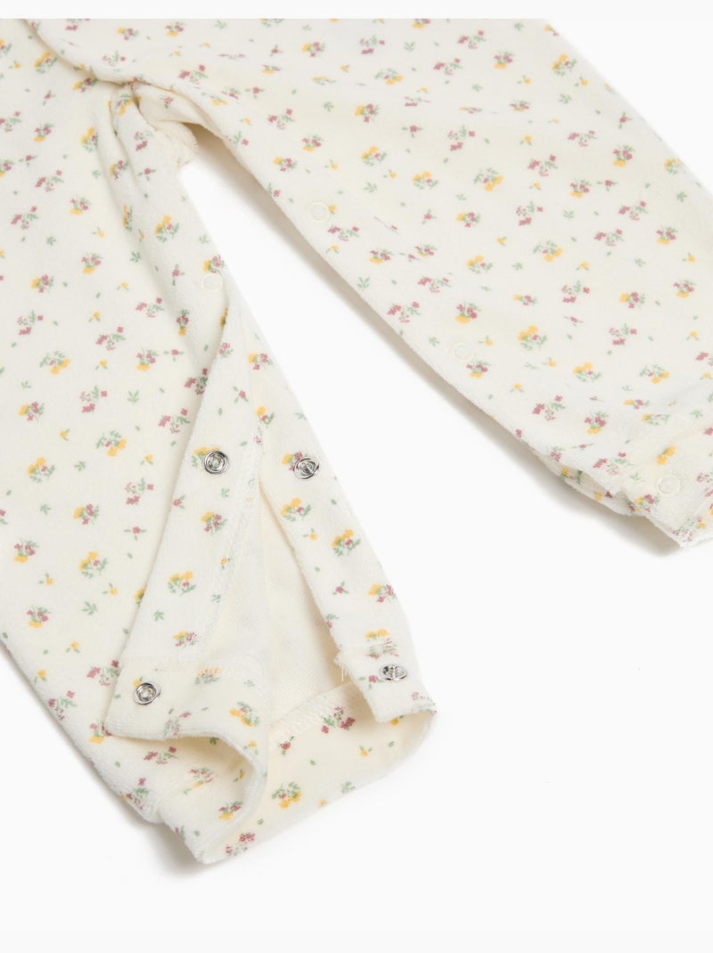 Grenouillère en velours imprimé mo fashion Beige - Kiabi