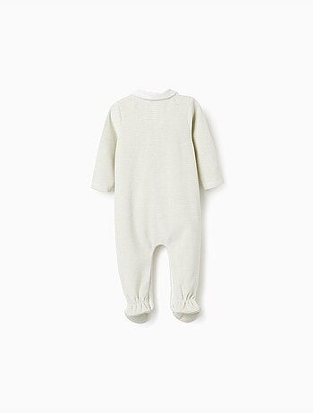 Grenouillère en velours rayée avec boutons