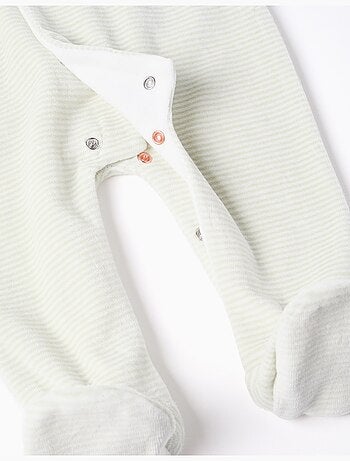 Grenouillère en velours rayée avec boutons