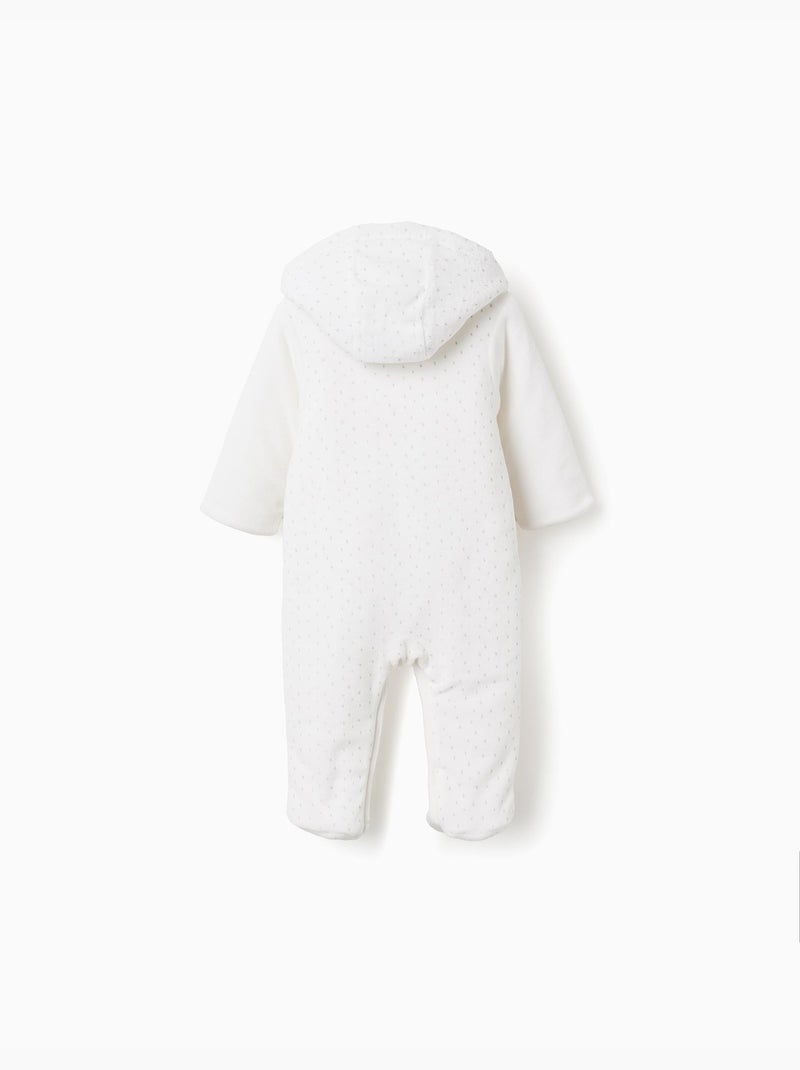 Grenouillère en velours rembourrée avec capuche Blanc - Kiabi