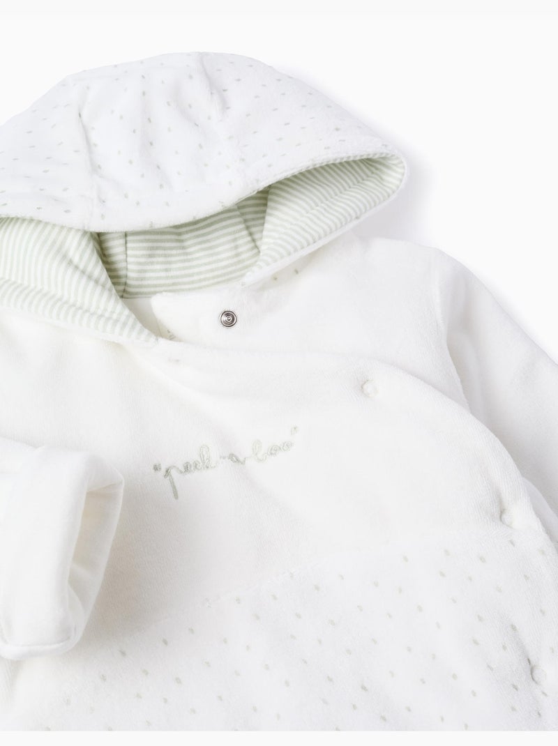 Grenouillère en velours rembourrée avec capuche Blanc - Kiabi