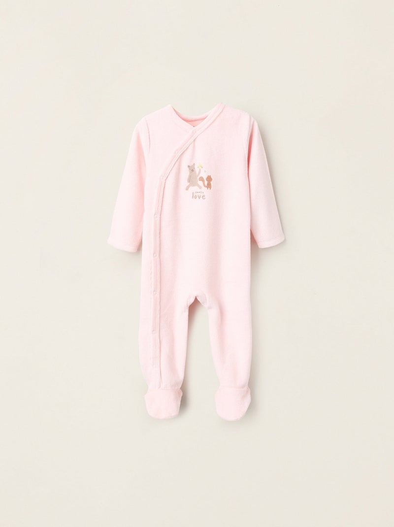 Grenouillère en Velours Rose clair - Kiabi