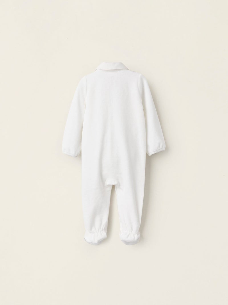 Grenouillère en Velours Texturé Blanc - Kiabi