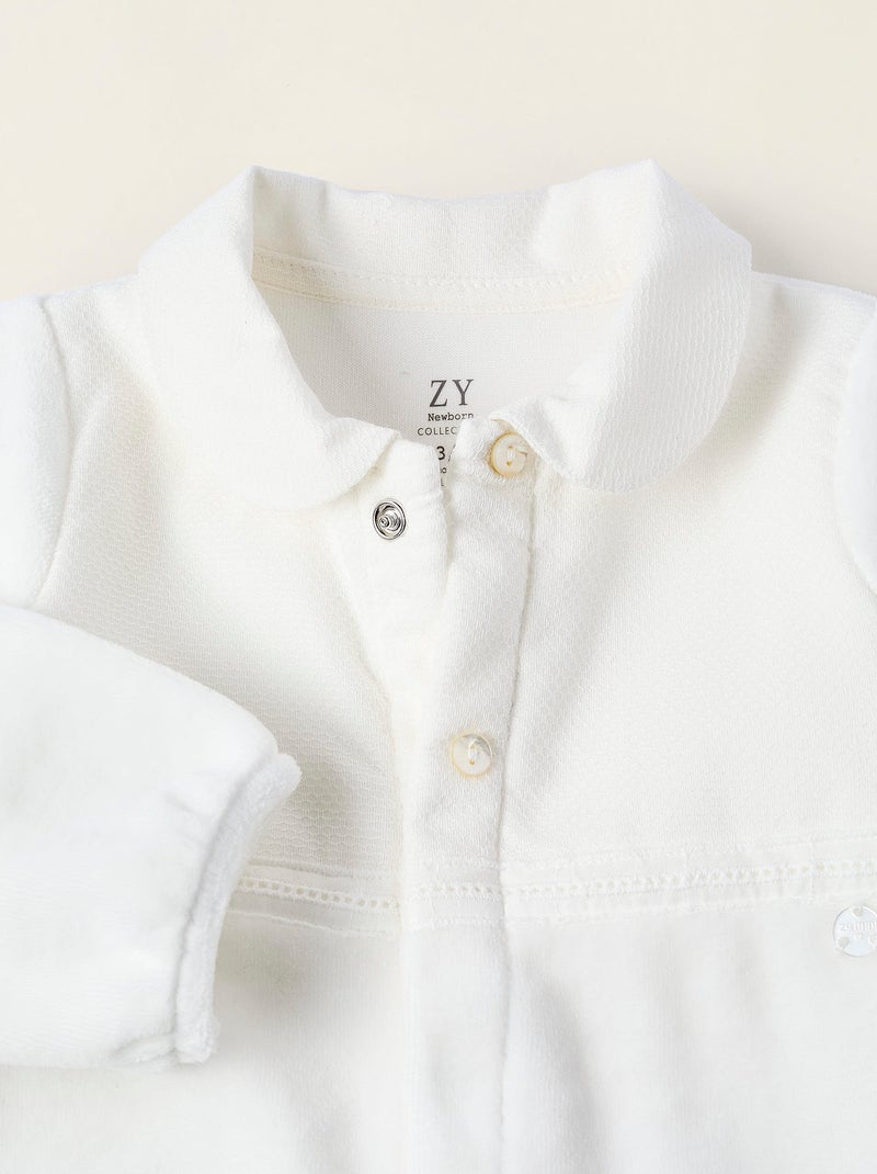 Grenouillère en Velours Texturé Blanc - Kiabi