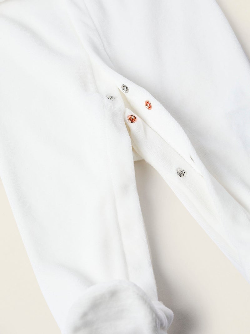 Grenouillère en Velours Texturé Blanc - Kiabi