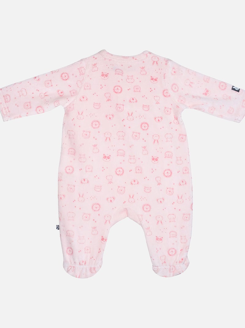 Grenouillère GENTIANE VELOURS RASE OUVERTURE DEVANT NAISSANCE Rose - Kiabi
